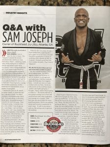 Q&A with Sam Joseph - article from Jiu Jitsu Business magazine pg1